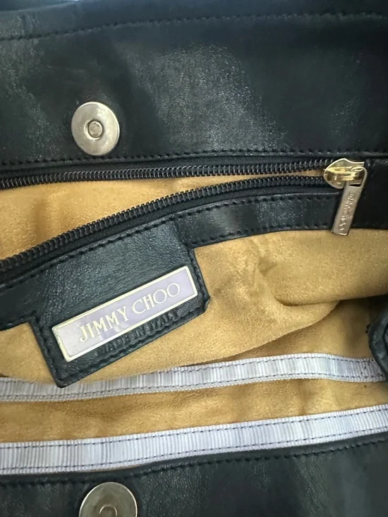 Jimmy Choo Black Zodiac Leather Shoulder Bag w/Gold & Silver Stud Accents COA - Picture 13 of 14